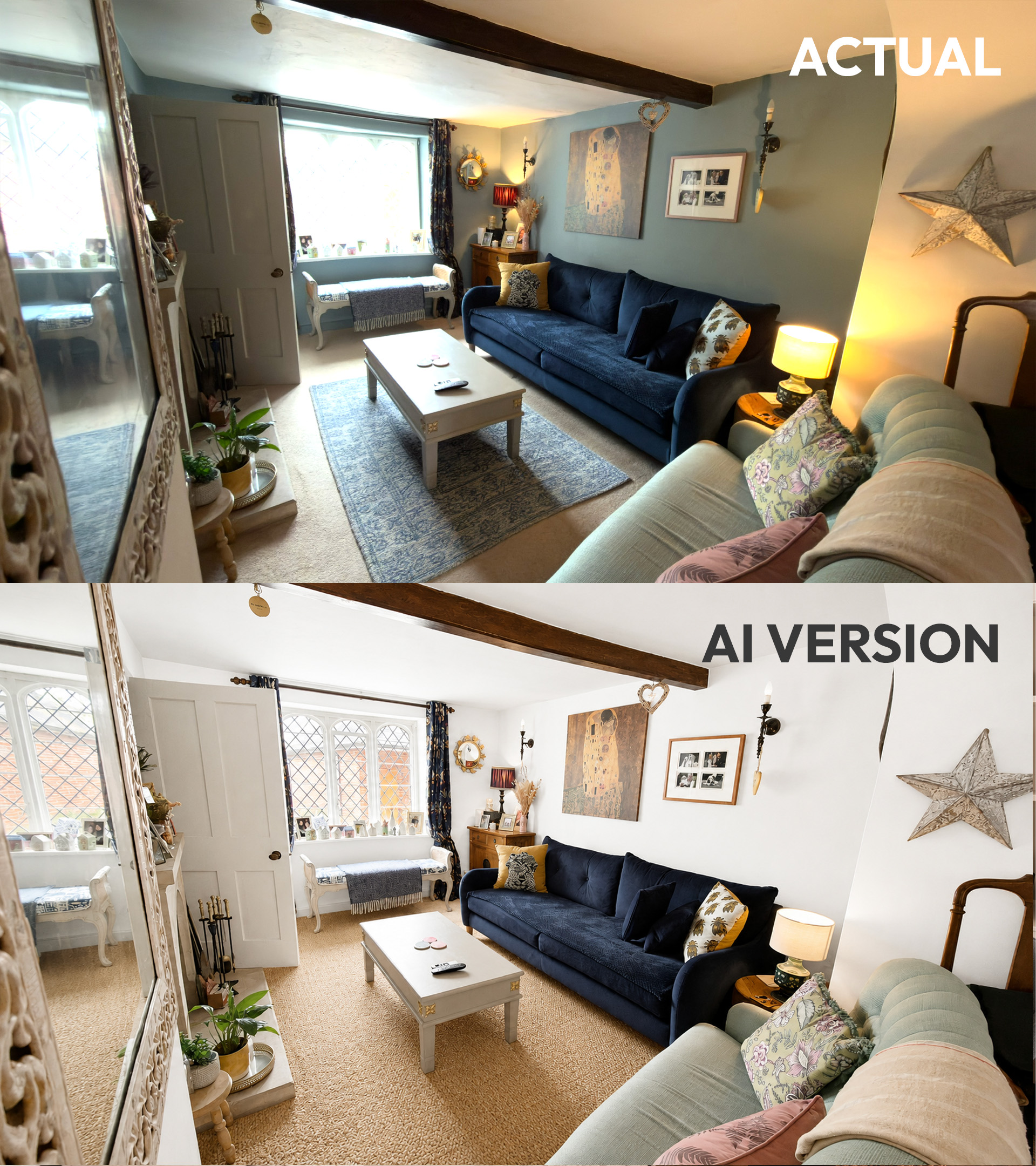 Lounge before and after transformation